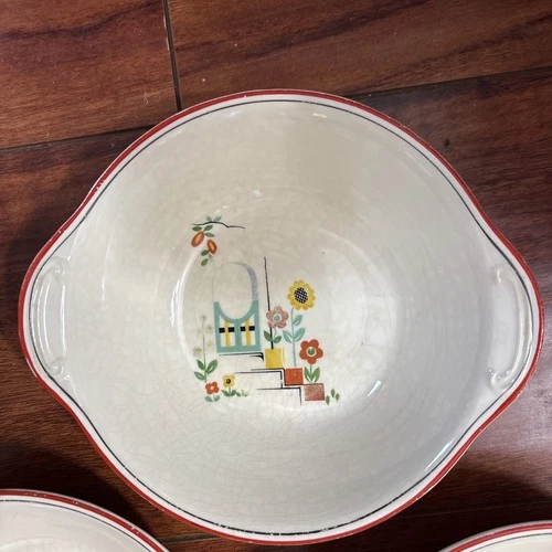 VTG 8 Pc Camwood Ivory Universal Cambridge Garden Floral 3 -7” Bowl -5 Sauce