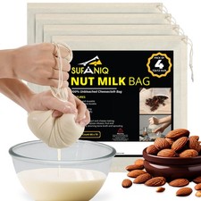 Nut Milk Bag - 4 Bags 12 x 12 Inch 100 Unbleached Cotton Cheese Cloth Bag for...