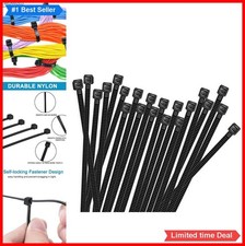 Cable Zip Ties 100 Pack 8 Inch Heavy Duty Nylon Black 50 Lbs Tensile Strength