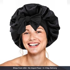 Silk Bonnet for Sleeping Women Double Layer Satin Bonnet Hair Bonnet with Elasti
