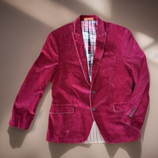 Tallia Red Velvet Blazer Mens 40R Notch Lapel 2 Button Formal Holiday Jacket