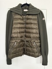 Moncler MAGLIONE Tricot Virgin Wool Knit  Quilted Down Cardigan Jacket Coat SzM