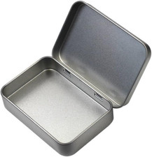 2 Pieces 4.5 x 3.3 x 0.86 Inch Rectangular Empty Hinged Tin Box Containers for H