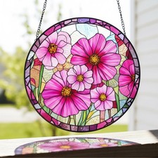 Personalized Mama Garden Suncatcher   Birth Flower Stained Glass Gift