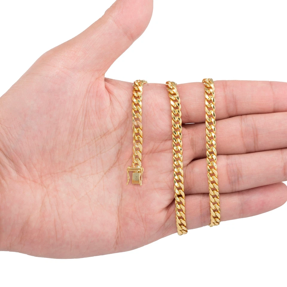 10K Yellow Gold Mens 5mm Miami Cuban Link Chain Italian Necklace Box Clasp 20"