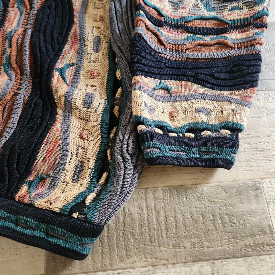 VTG Tundra “Coogi style" Large  Mens Cardigan made in Canada Cotton Multicolor - Image 2 of 4