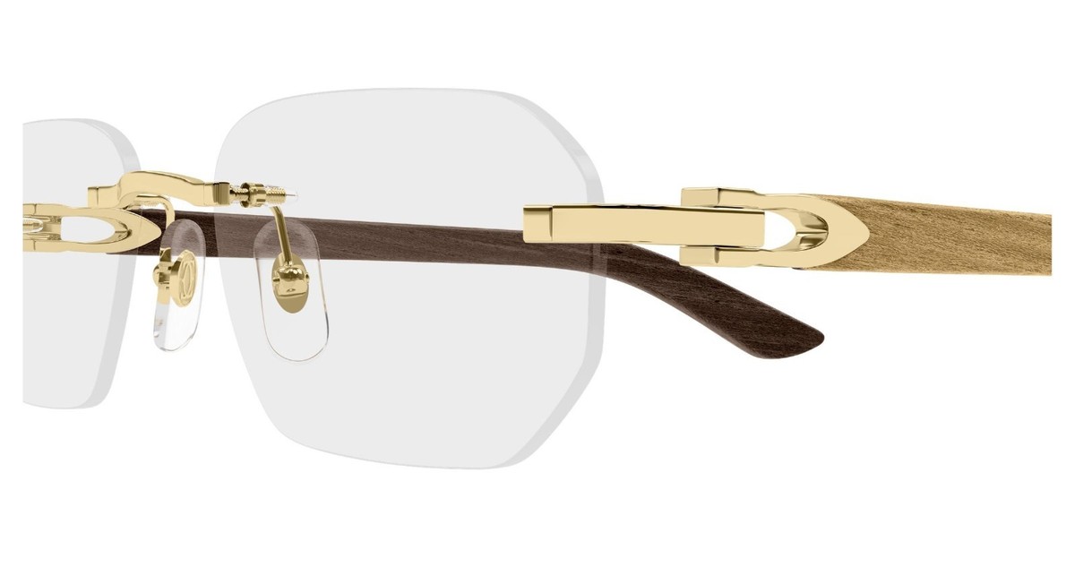 NEW CARTIER CT0583O 003 GOLD & WOOD TRANSPARENT AUTHENTIC