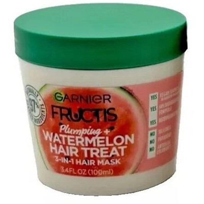 New Garnier Fructis Plumping Watermelon Hair Treat Hair Mask 3.4 oz