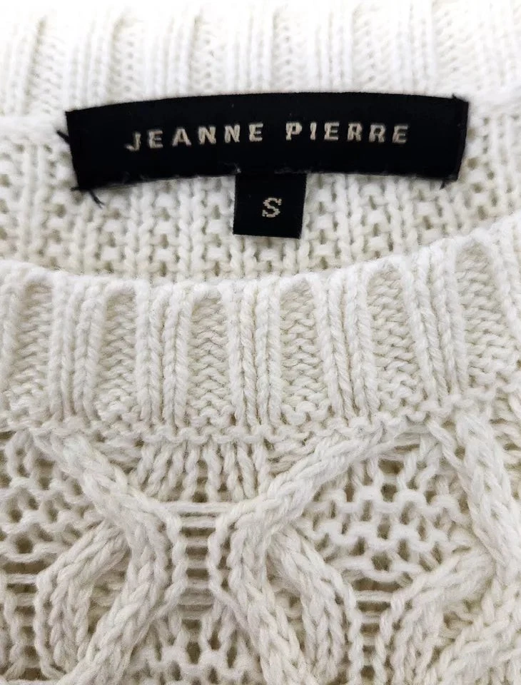 Jeanne Pierre Women's White Cable Knit Pullover Sweater - Crew Neck, Size S - Изображение 3 из 3