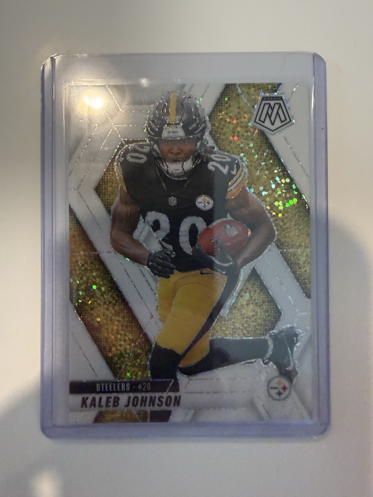 2025 Mosaic No 315 Kaleb Johnson White Sparkle RC Steelers SP