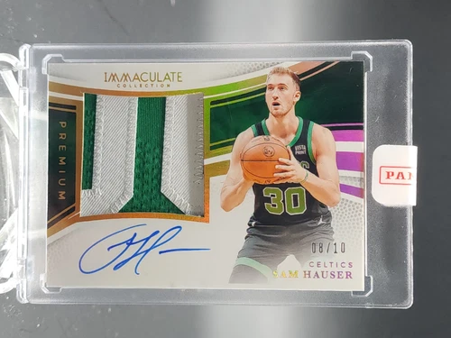 SAM HAUSER 2024-25 IMMACULATE PREMIUM WORN PATCH AUTO GOLD /10 #PPA-SAM Q2470