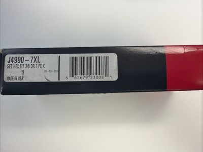 Proto J4990-7XL 7-Piece Full Polish 3/8'' Drive Extra-Long  Hex Bit Set