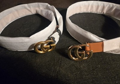 Gucci Black Leather Belts with Gold and Silver Buckle Set of 2