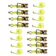 8-Pack 2 Inch x 15 Feet 5000 Lbs Ratchet Straps With J Hook Heavy Duty Tie Downs