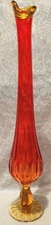 Vintage Genuine Fenton Mid Century 12”-12 1/2" Glass Swing Bud Vase Amberina