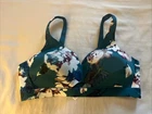 CACIQUE Emerald Green Lightly Lined No Wire Wireless Bra Size 40C Floral EUC