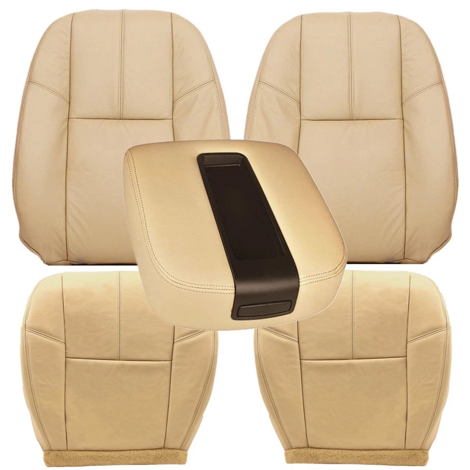 For 2007-2014 GMC Yukon XL 1500 Front Bottom & Back Leather Seat Cover Tan - Image 4 of 4