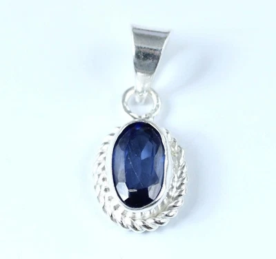 Blauer Saphir 4,70 Ct Oval Edelstein Anhänger Charm 925 Silber AGI Zertifiziert - Bild 1 von 4