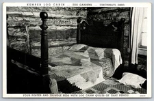 Cincinnati Ohio~Kemper Log Cabin Interior~4 Poster~Patchwork Quilts~1940s B&W PC