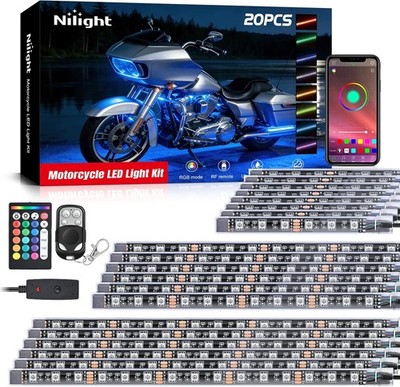 Nilight Motorcycle RGB LED Light Kit Multi Color Neon Accent Lights 20PCS
