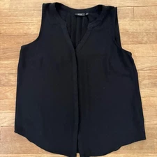 APT 9 black hidden button front V-neck blouse tank top size medium M b69