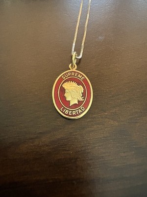Supreme 14k Gold Libertad Chain Pendant Necklace Rare Spring Summer 2019 SS19
