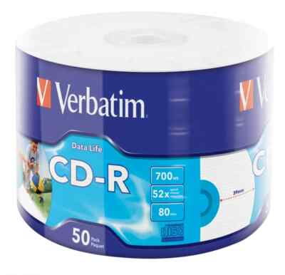 100 Verbatim Rohlinge CD-R weiß CD bedruckbar 700MB 52x 80Mins 43794 Spindel OHNE ID