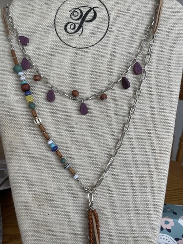Plunder Design Fashion Jewelry Bridger Beaded Layered Silver Chain Necklace - Picture 3 of 7