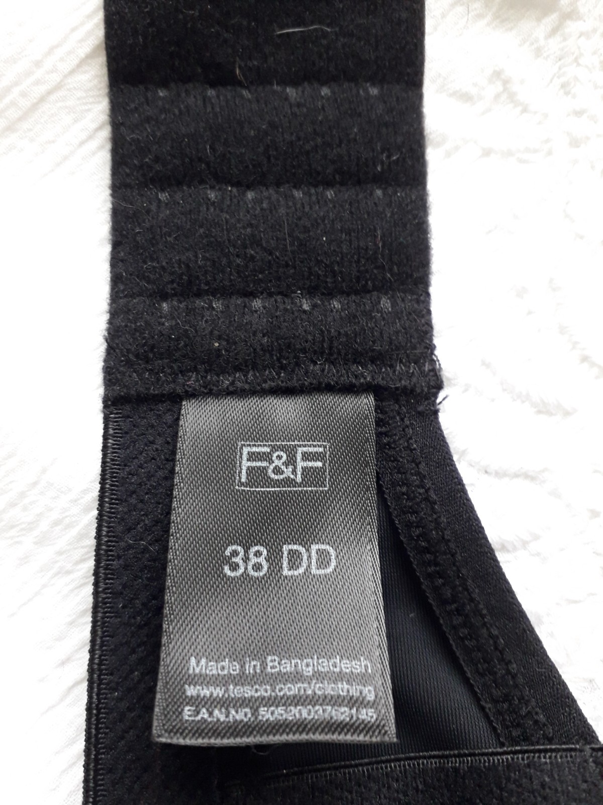 NWOT F & F (Tesco) Black Lightly Padded Soft Bra elastic u/band side