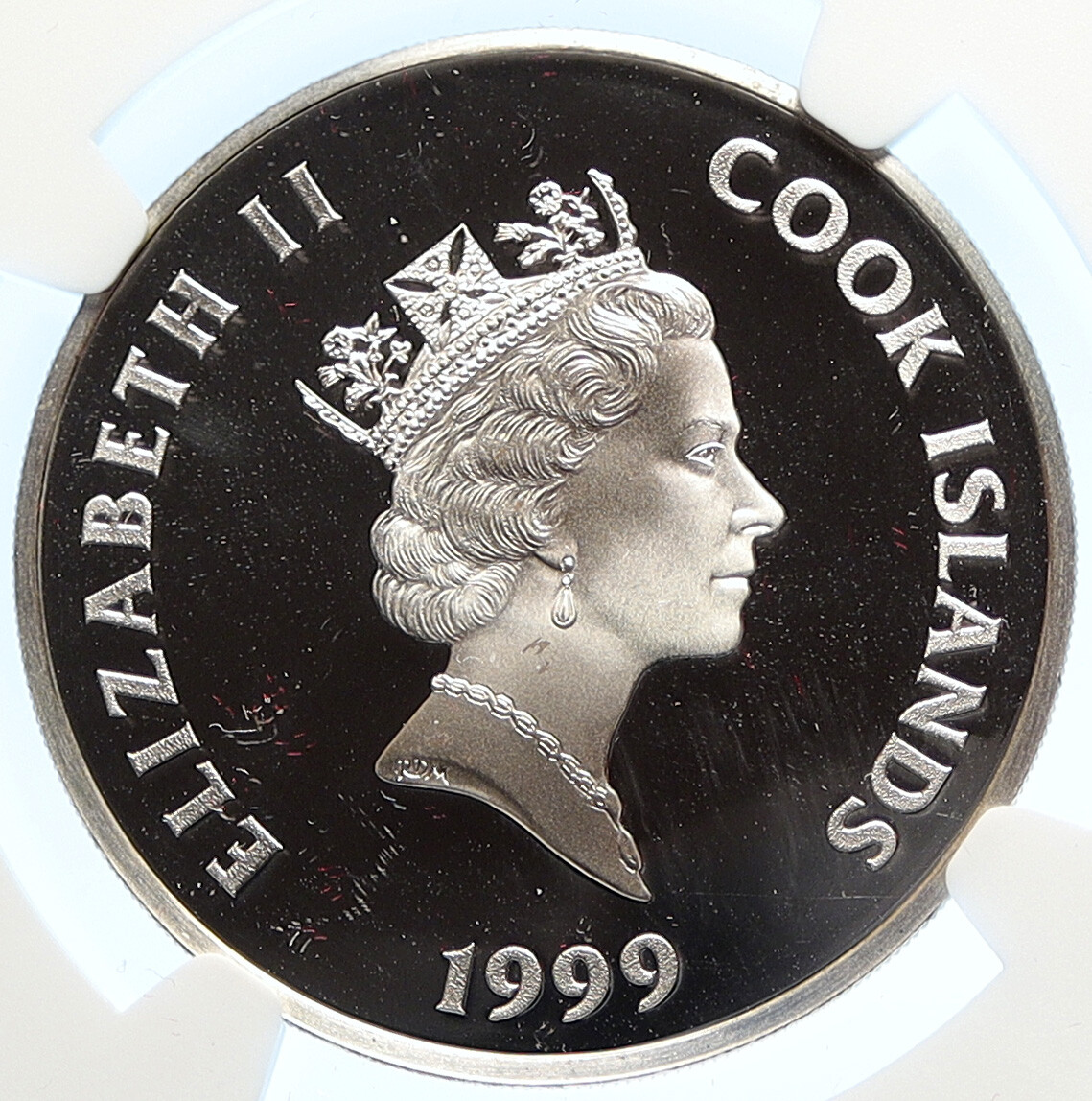 1999 COOK ISLANDS Elizabeth II MAN ON THE MOON Proof Silver $5