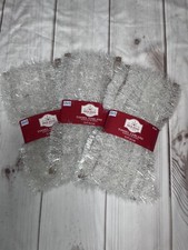 Holiday Time Tinsel Garland Frosted White Snow 15 Ft/ea Total 45 Ft Lot Of 3