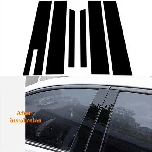 For 10-19 Ford Taurus w/Keypad 6PCS Glossy Black Window Door Pillar Posts Cover - Picture 3 of 10
