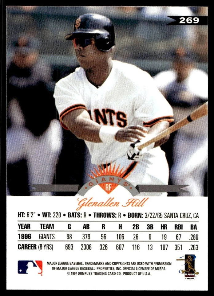 1997 Leaf Glenallen Hill San Francisco Giants #269 - Image 2 of 2