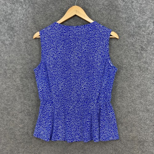 Basque Womens Top Size 12 Blue Petite Sleeveless V-Neck Stretch 16716 - Picture 9 of 12