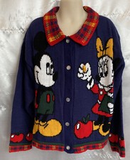 VINTAGE YOUTH GIRLS DISNEY MICKEY FOR KIDS CARDIGAN SWEATER SM 7-8 USA MADE. DA1