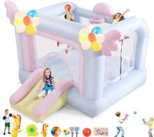 Inflatable Bounce House for Toddler Kids with Slide, Balloons, Catch Ball Set, 
