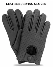 Driving Gloves Car Motorcycle Biker Genuine Leather Police Driver Gloves Black