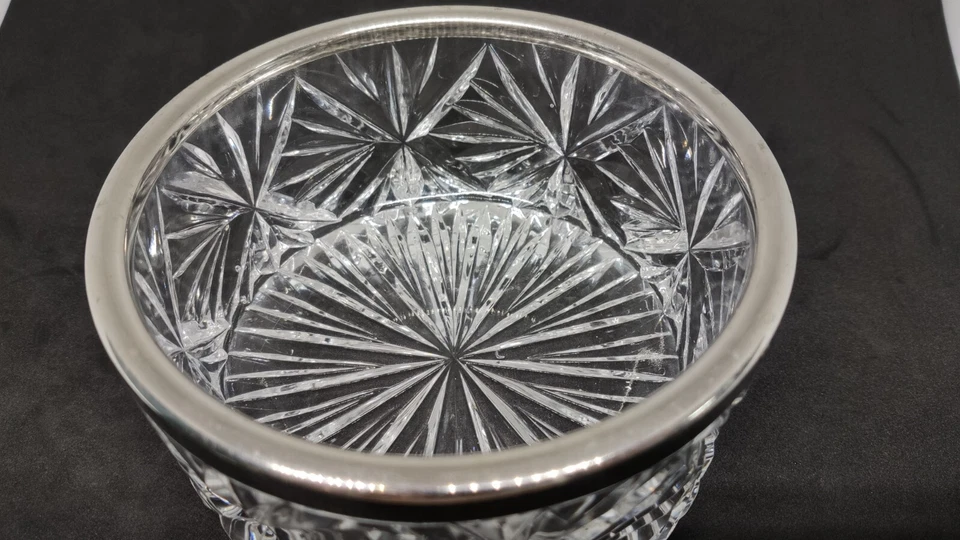 苏联水晶糖果碗带镀铬金属边。 — 第 3/4 张图片