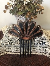 Victorian Large Celluloid Faux Tortoise Shell Fan Comb