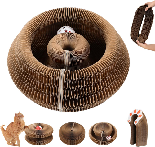 Kitty Kurlz Cat Toy Accordion Ball Foldable Interactive Scratch Pad Bell Magic - 第 1/1 張圖片