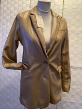 Joie Womens Sz Xs Vegan Leather Tan Beige Super Soft Blazer Coat Jacket