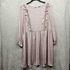 Express Dress Women M Dusty Pink Babydoll Academia Ruffle Satin Office Old Money