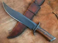 CUSTOM HANDMADE D2 TOOL STEEL BLADE HUNTING BOWIE KNIFE WOODEN HANDLE+SHEATH