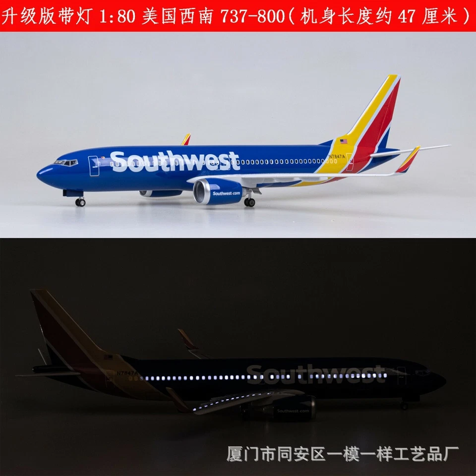47cm Southwest 1/80 Boeing 737 Resin Passager Plane Collection with Voice &Light - Image 4 of 4