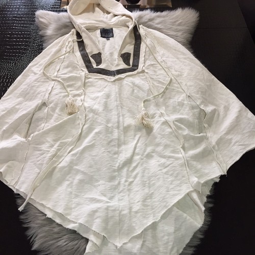 Rokara Made In USA Unique Hooded Poncho Beach Cover Cotton Size Small Nice! - Picture 3 of 12