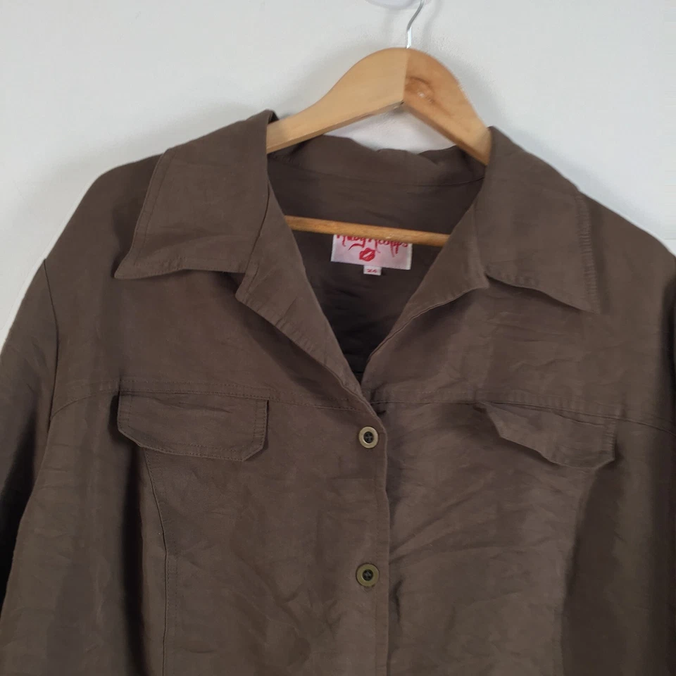 Ruby redlips womens jacket size 24 khaki green long sleeve 053038 - Image 2 of 4