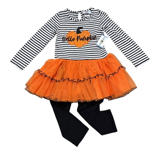Counting Daisies Neu mit Etikett Mädchen Größe 4T Hallo Kürbis 2-teiliges Tunika Tutu & Legging Set