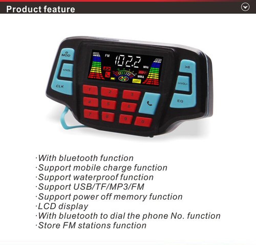 12V Motorcycle bluetooth Audio FM Radio Stereo Speaker For iPhone/iPod/MP3 - 第 3/21 張圖片