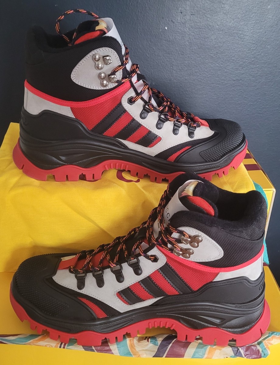 NEW AUTHENTIC GUCCI X ADIDAS CONTRAST PANEL LACE-UP BOOT MEN