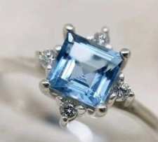Natural Topaz Ring 925 Sterling Silver Ring Blue Topaz Ring Engagement Ring Gift